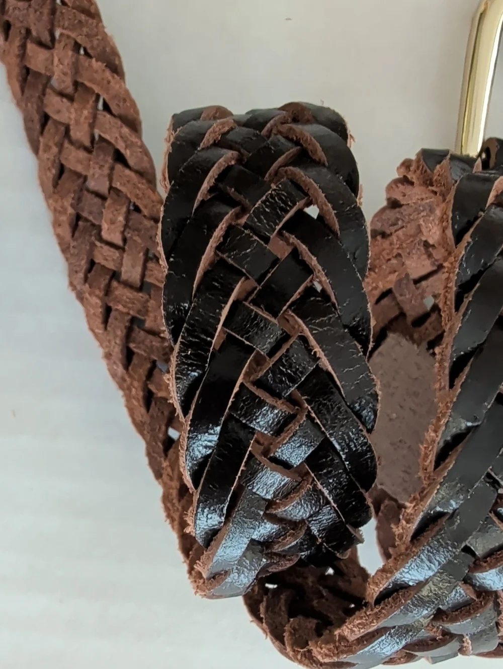 Chaps Braided Genuine Leather Belt MEDIUM Dark Brown FLAWS